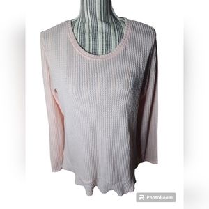 Silverware women's pink waffle knit long-sleeved sweater size PM